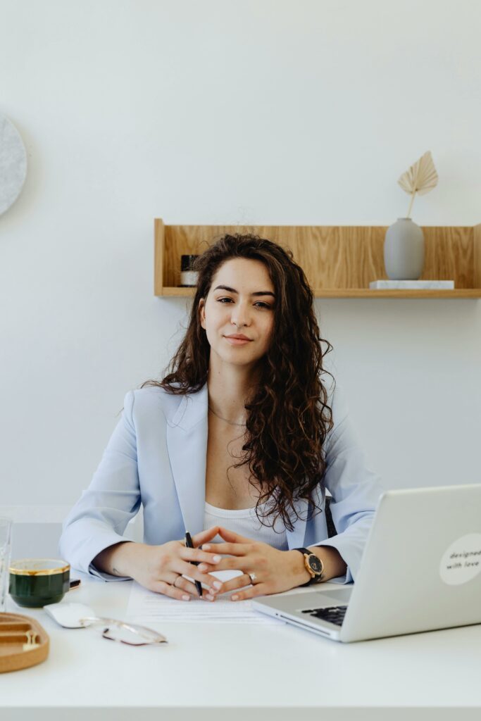 Sitting at desk