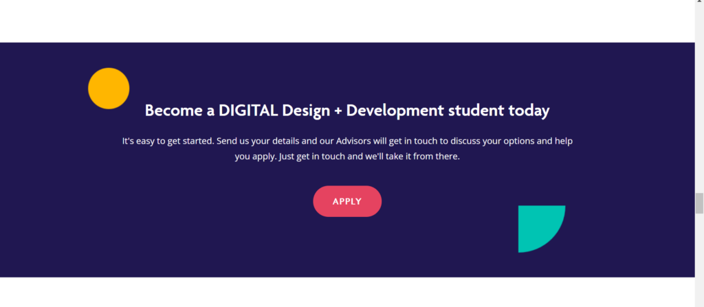 Digital Design and Development Landing page